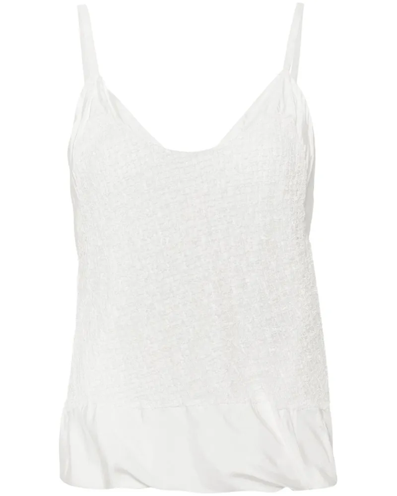 Jil Sander Tanktop mit Lochstrickmuster - Weiß Weiß