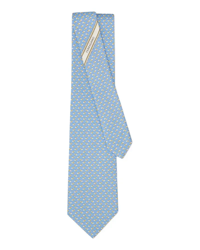 Ferragamo Seidenkrawatte mit Dylan-Print - Blau Blau