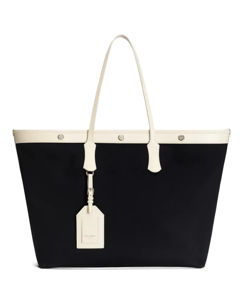 Dolce & Gabbana Atene Shopping Bag aus Baumwolle - Schwarz Schwarz