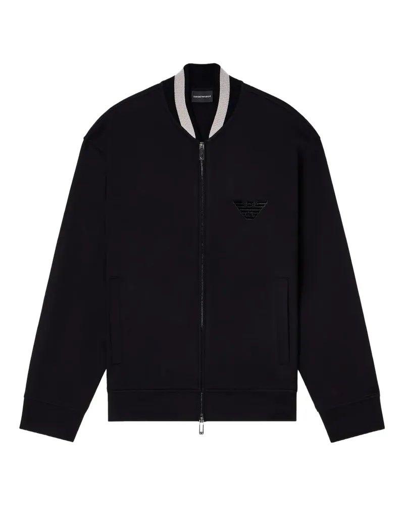 Emporio Armani Eagle-patch zip-up bomber jacket - Schwarz Schwarz