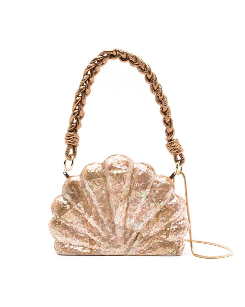 ISLA Strukturierte Schultertasche mit geflochtenem Riemen - Nude Nude