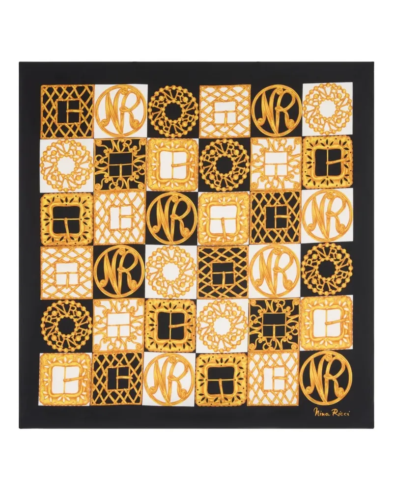 Nina Ricci Karierter Seidenschal - Schwarz Schwarz