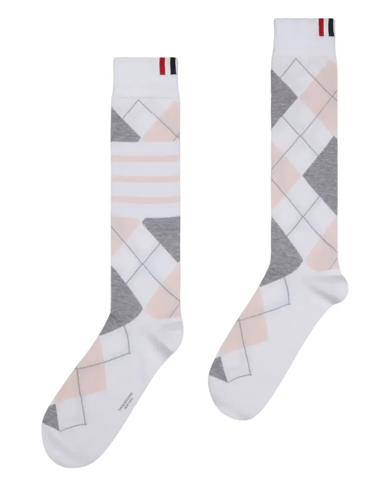 Thom Browne Socken mit Argyle-Muster - Weiß Weiß