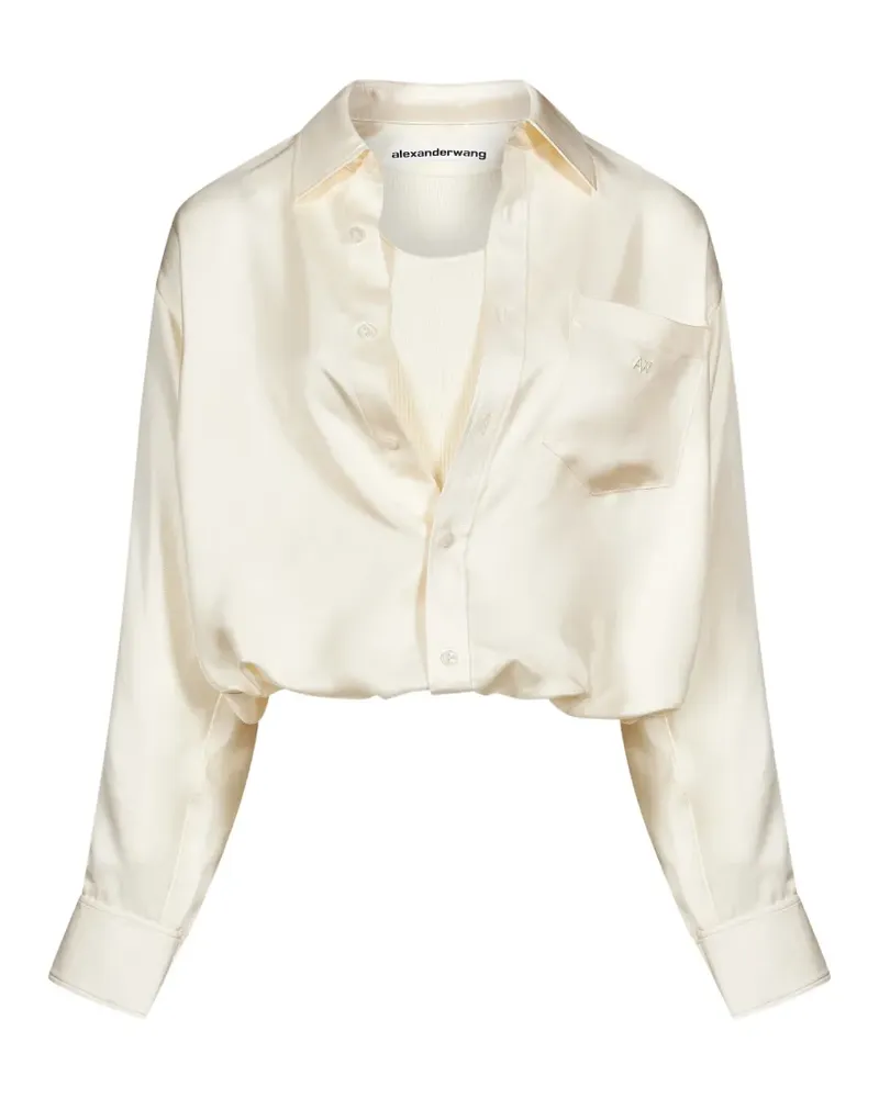 Alexander Wang Hemdtop aus Seide im Layering-Look - Nude Nude