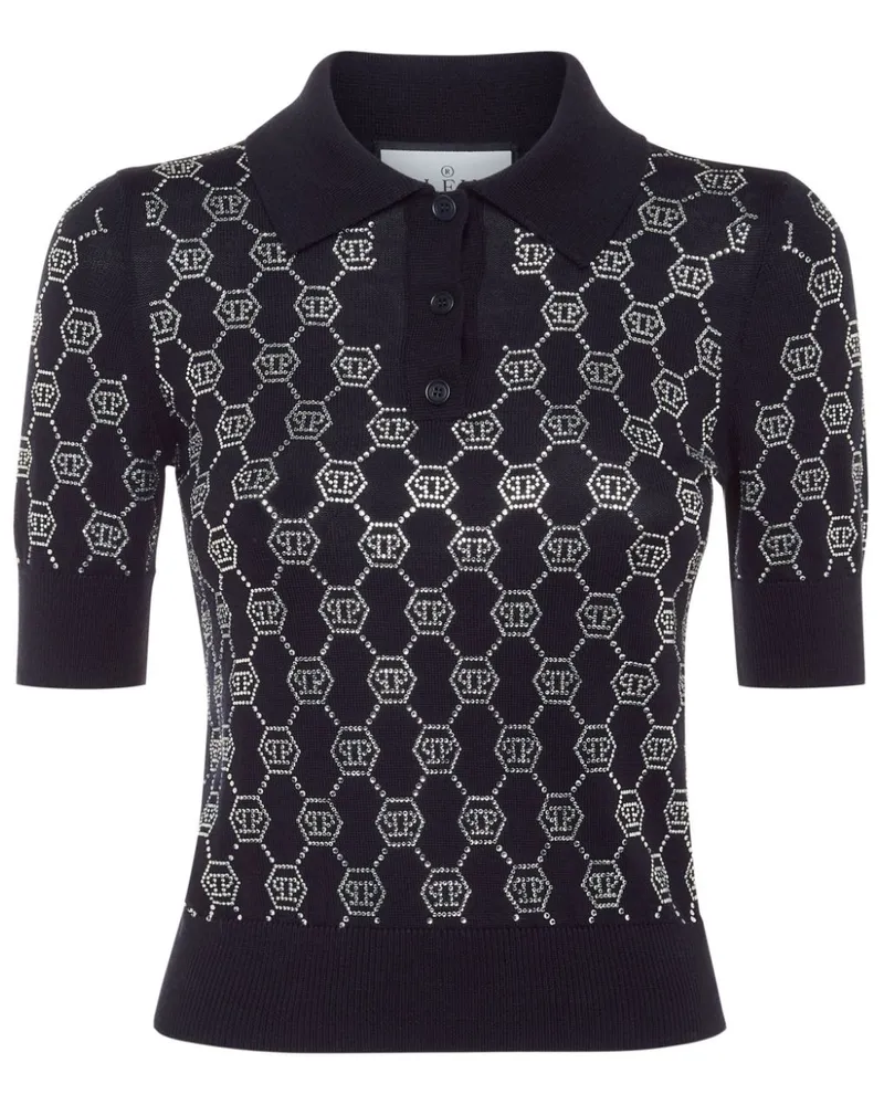 Philipp Plein Poloshirt mit Kristallen - Blau Blau