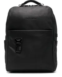 Piquadro Laptop-Rucksack mit Logo-Schild Schwarz