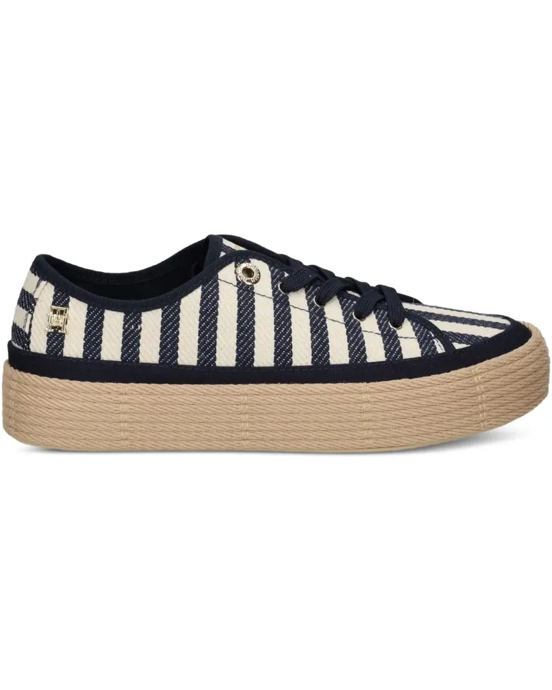 Tommy Hilfiger Gestreifte Plateau-Sneakers - Blau Blau