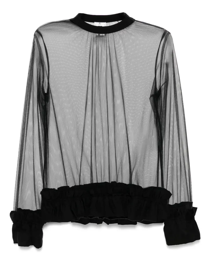 Noir Kei Ninomiya Semi-transparentes Oberteil - Schwarz Schwarz