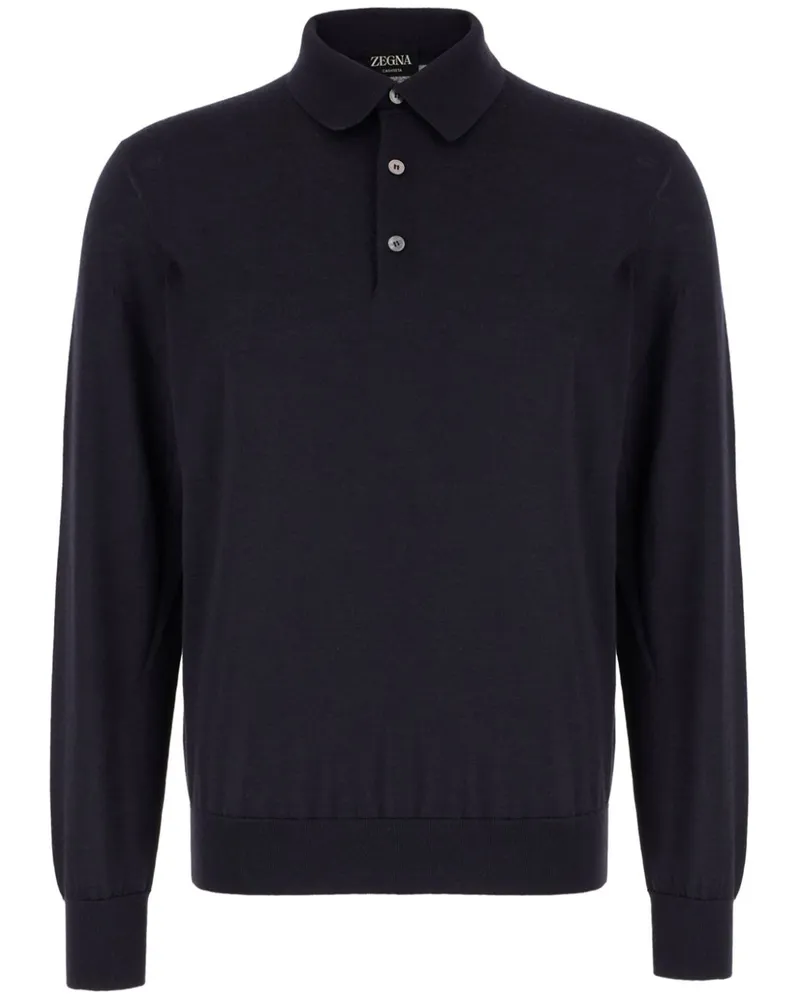 Ermenegildo Zegna Fein gestricktes Poloshirt - Blau Blau
