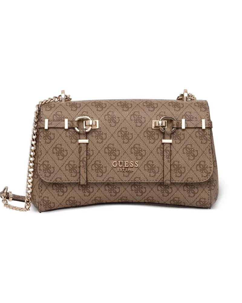 Guess Leona monogram-print shoulder bag - Nude Nude