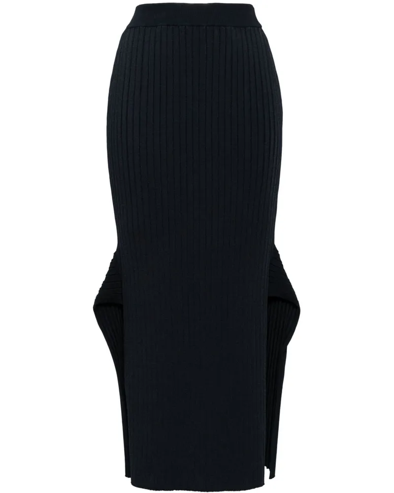 Stella McCartney Gerippter Midirock mit Schlitz - Blau Blau