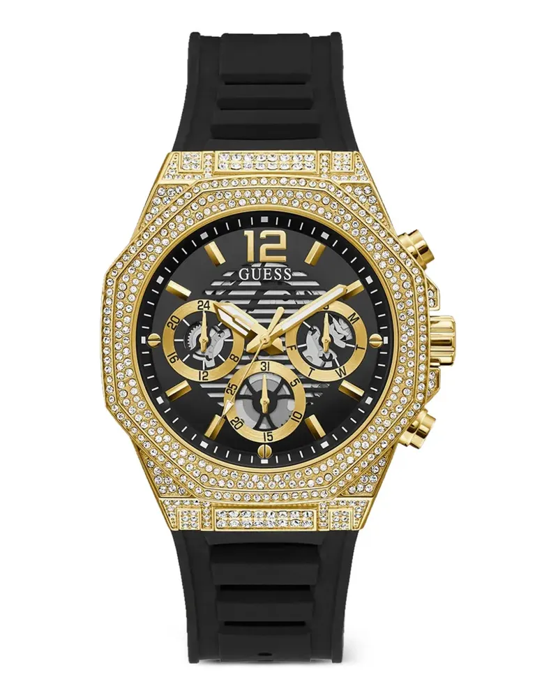 Guess Momentum crystal-embellished 44mm watch - Schwarz Schwarz