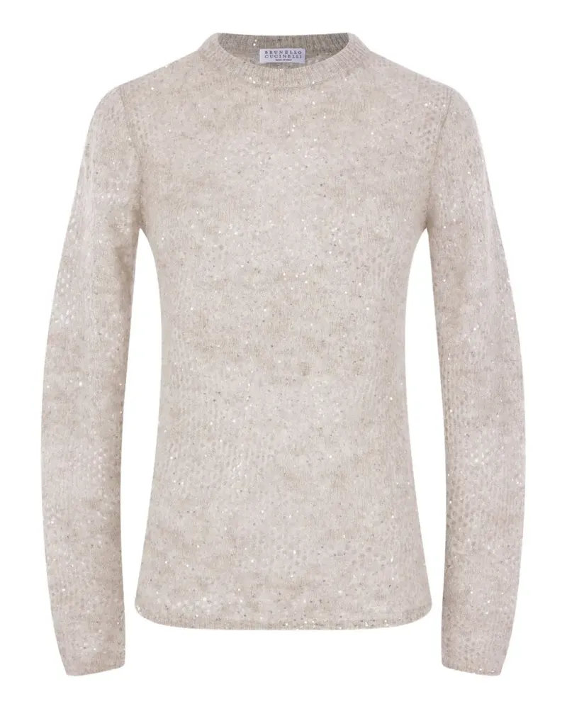 Brunello Cucinelli sequin-embellished knitted sweater - Nude Nude