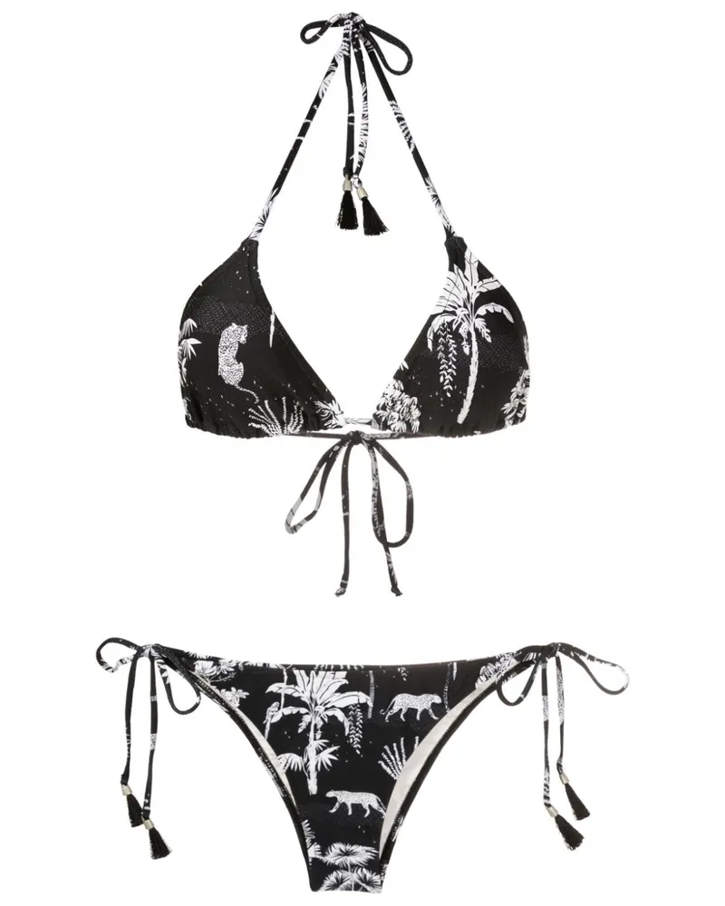 Lygia & Nanny Bikini mit grafischem Print - Schwarz Schwarz