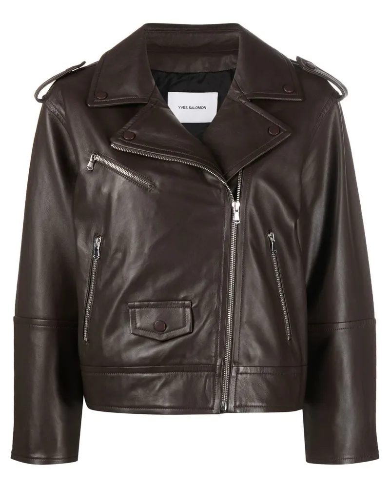 Yves Salomon Lederjacke mit Reißverschluss - Braun Braun
