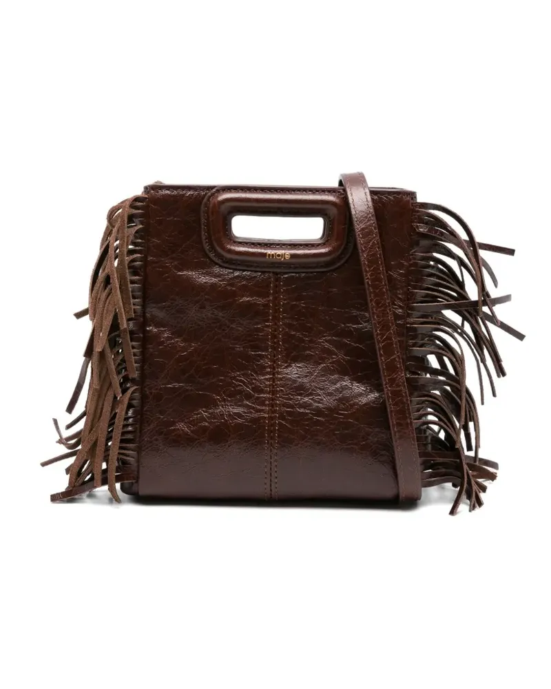 Maje Fringe Mini-Tasche aus Lackleder - Braun Braun