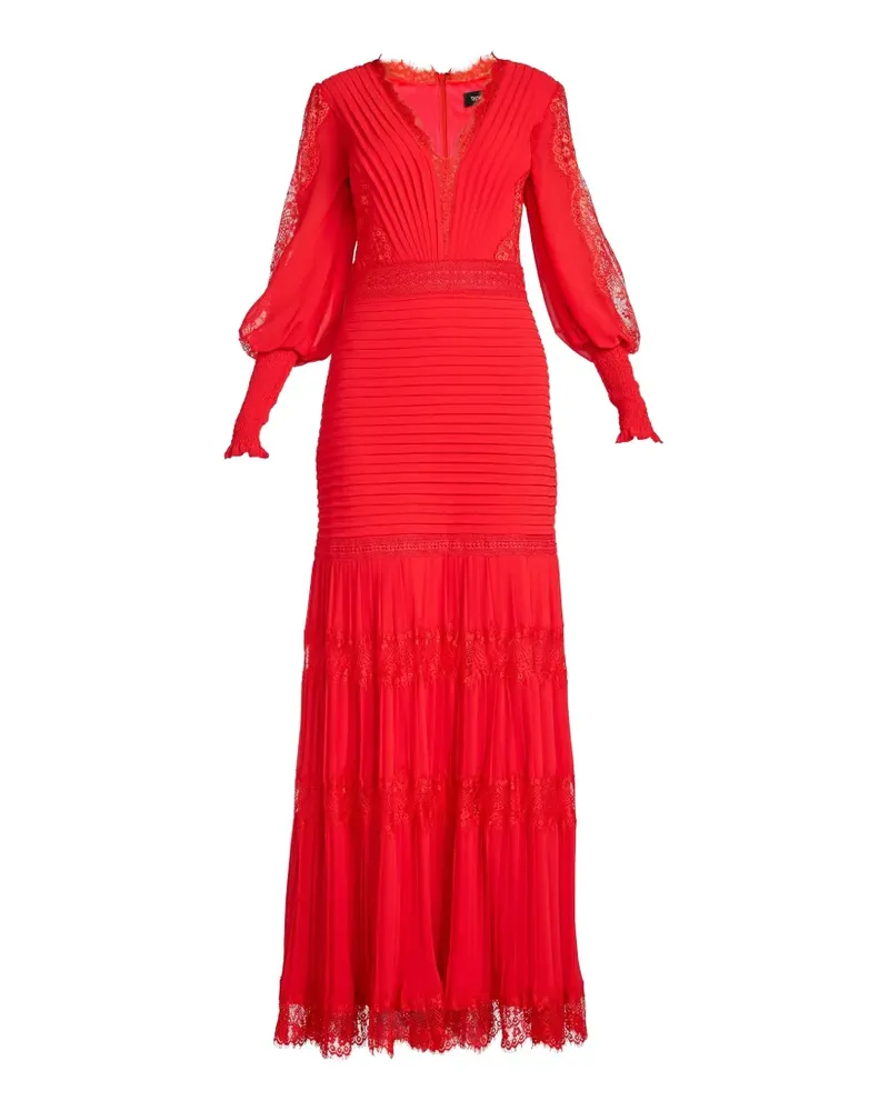 Tadashi Shoji Nyssa lace-panelled pleated maxi dress - Rot Rot