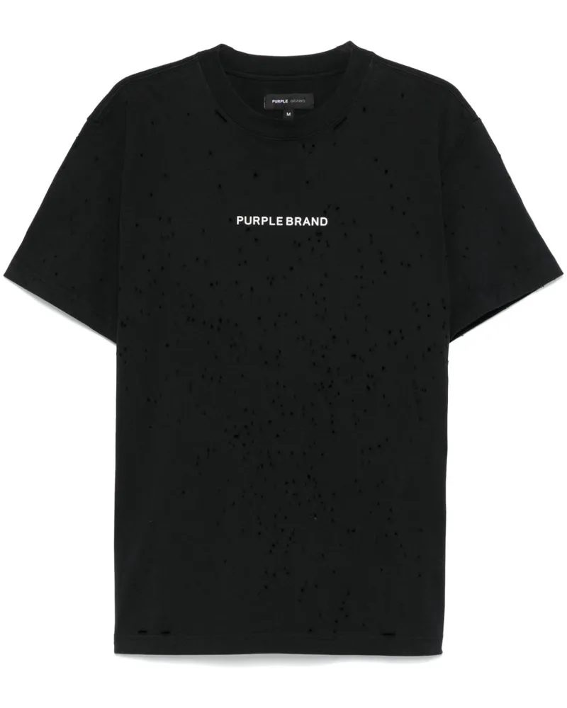 PURPLE BRAND Geripptes T-Shirt - Schwarz Schwarz
