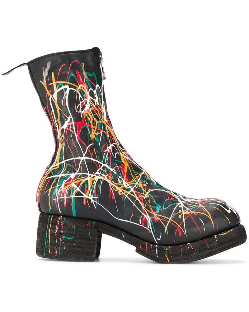 GUIDI Stiefeletten mit Farbklecksen - Schwarz Schwarz