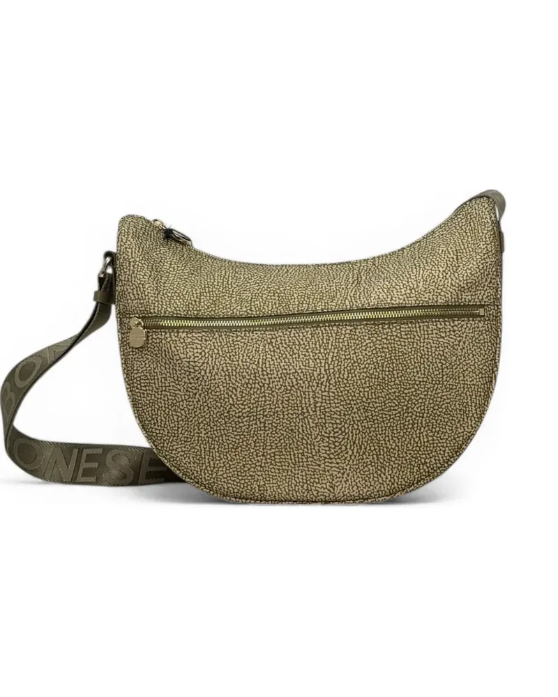 Borbonese middle Luna printed shoulder bag - Grün Grün