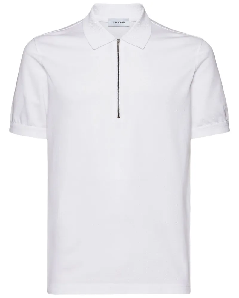 Ferragamo Poloshirt mit Reißverschluss Weiß