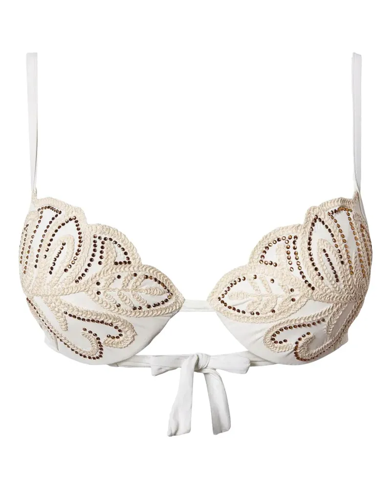 Twin-Set Bikinioberteil mit Strassverzierung - Weiß Weiß