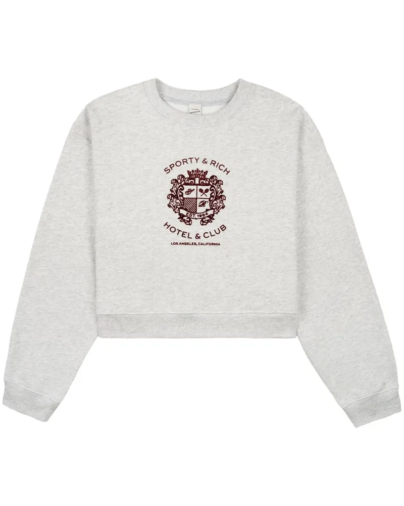 SPORTY & RICH Hotel Sweatshirt mit Wappen - Grau Grau