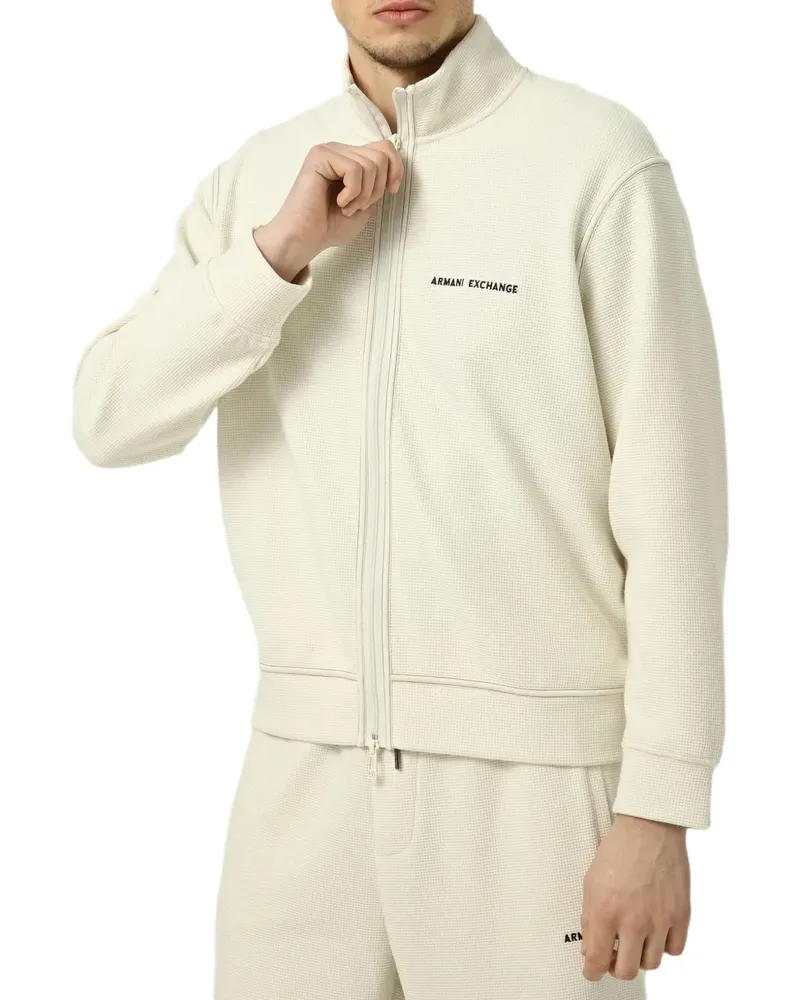 Armani Exchange Sweatshirtjacke mit Waffelstrick-Muster - Nude Nude