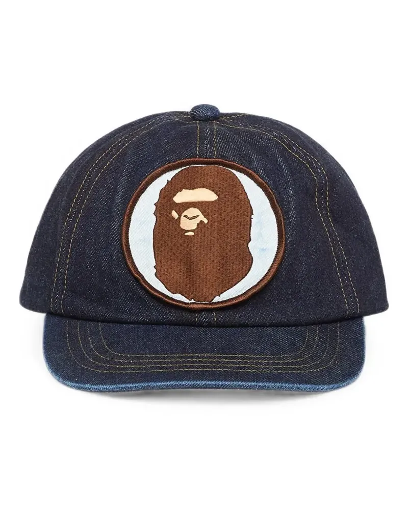 BAPE logo-patch washed-denim cap - Blau Blau