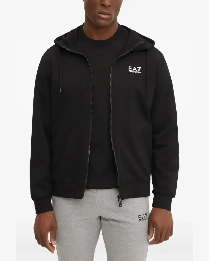 EA7 logo-print zip-up hoodie - Schwarz Schwarz