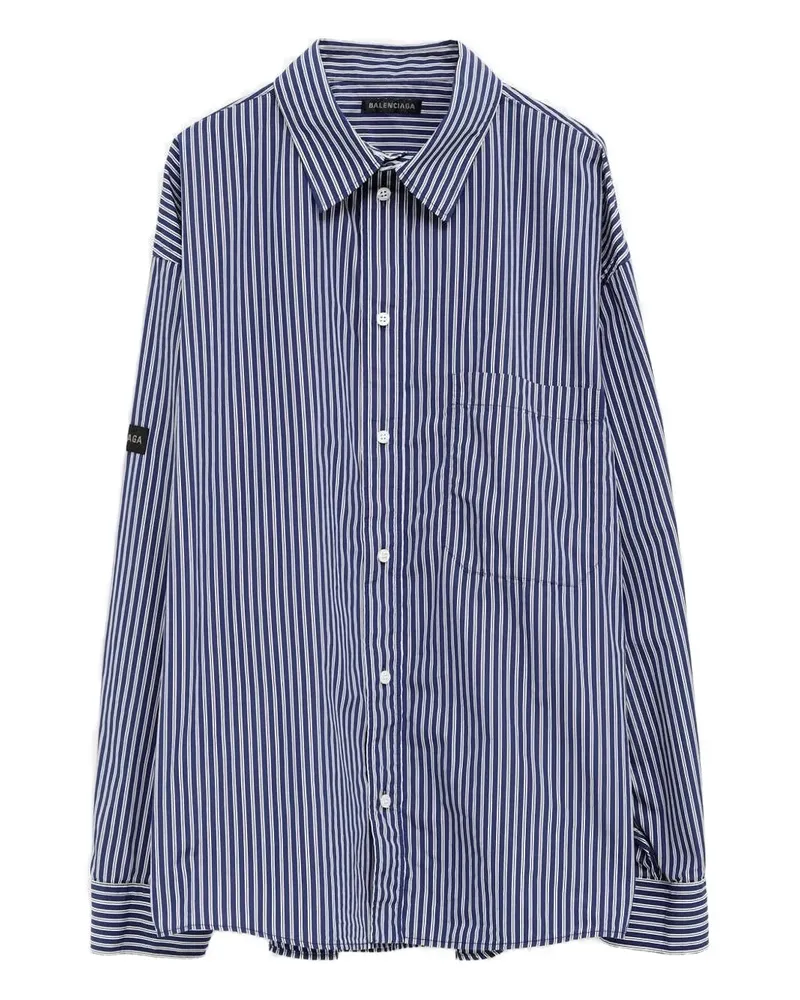 Balenciaga Gestreiftes Hemd mit Patch - Blau Blau