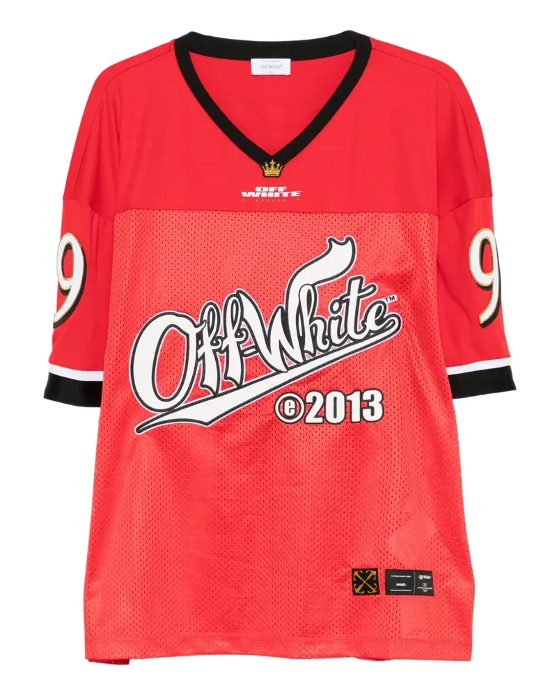 OFF-WHITE T-Shirt aus Mesh mit Logo-Print - Rot Rot