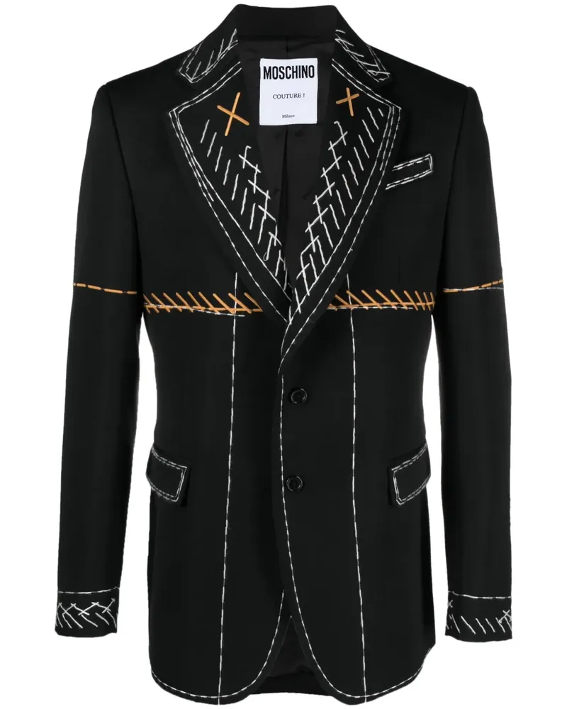 Moschino Sakko mit Kontrastnaht - Schwarz Schwarz