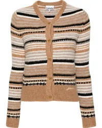 Ganni Gestreifter Cardigan Nude