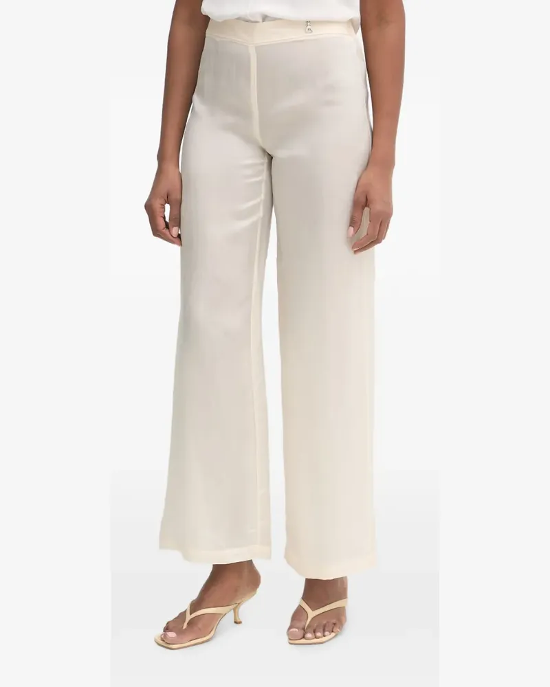 Patrizia Pepe logo-plaque wide-leg trousers - Nude Nude