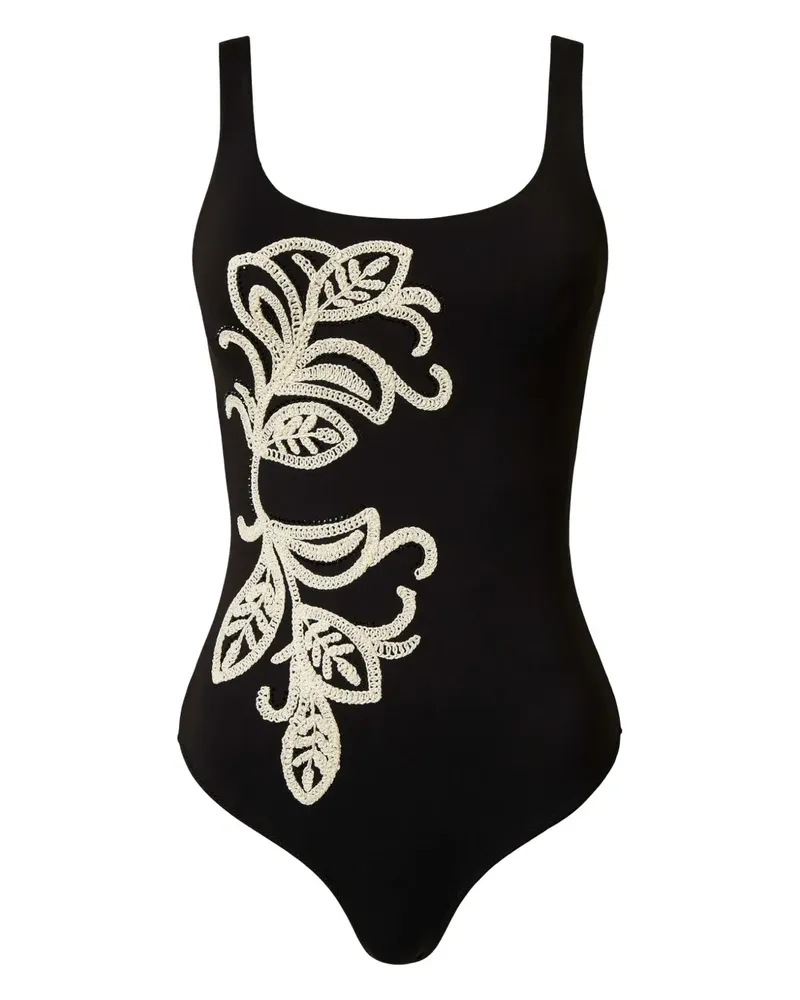 Twin-Set Bestickter Badeanzug - Schwarz Schwarz