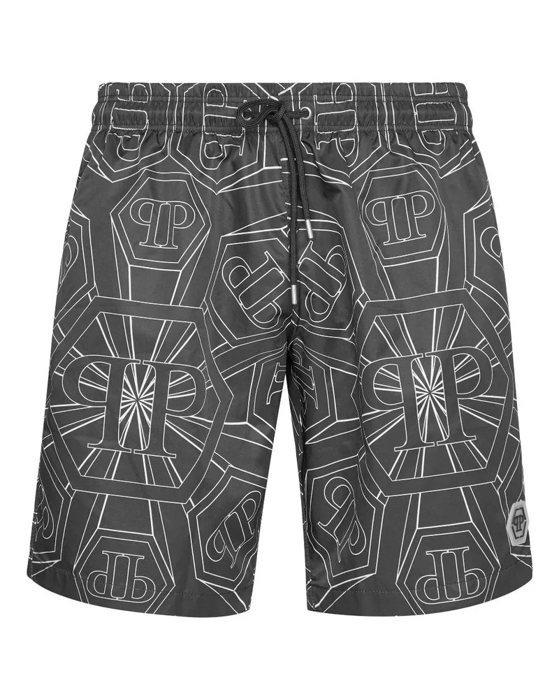 Philipp Plein Badeshorts mit Monogramm - Grau Grau