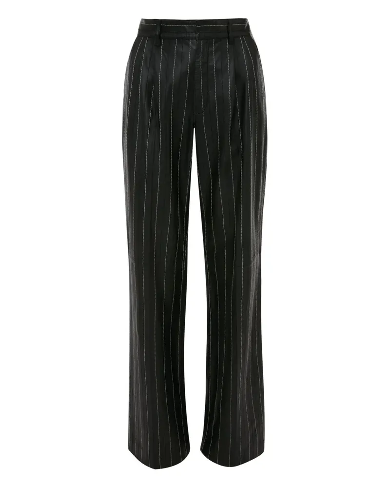 Victoria Beckham Lederhose mit Nadelstreifen - Schwarz Schwarz