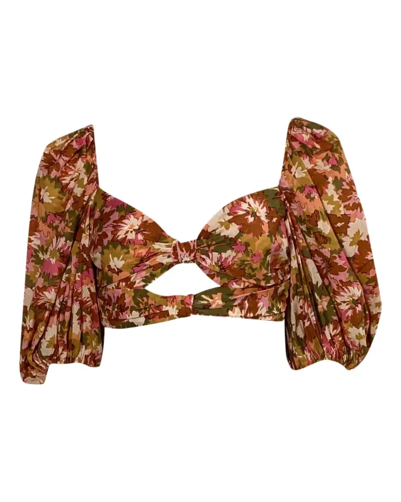 Zimmermann Cropped-Oberteil mit Blumen-Print - Braun Braun