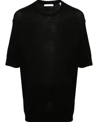 Helmut Lang T-Shirt mit Knitteroptik Schwarz