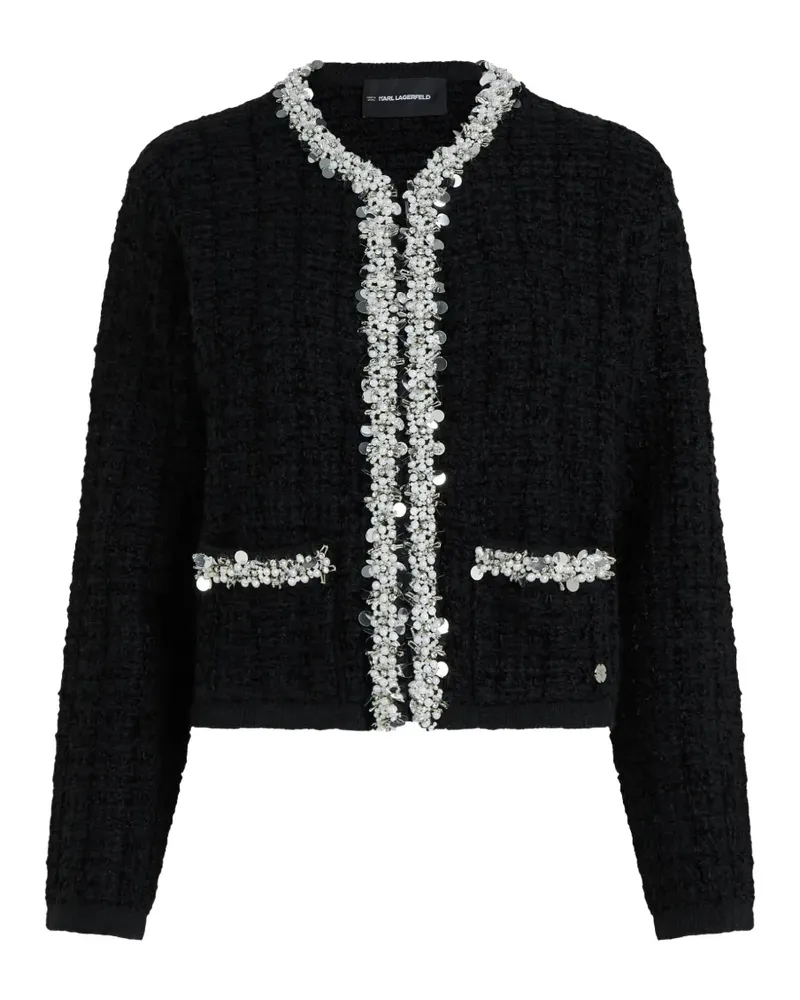 Karl Lagerfeld Cardigan mit Kunstperlen - Schwarz Schwarz