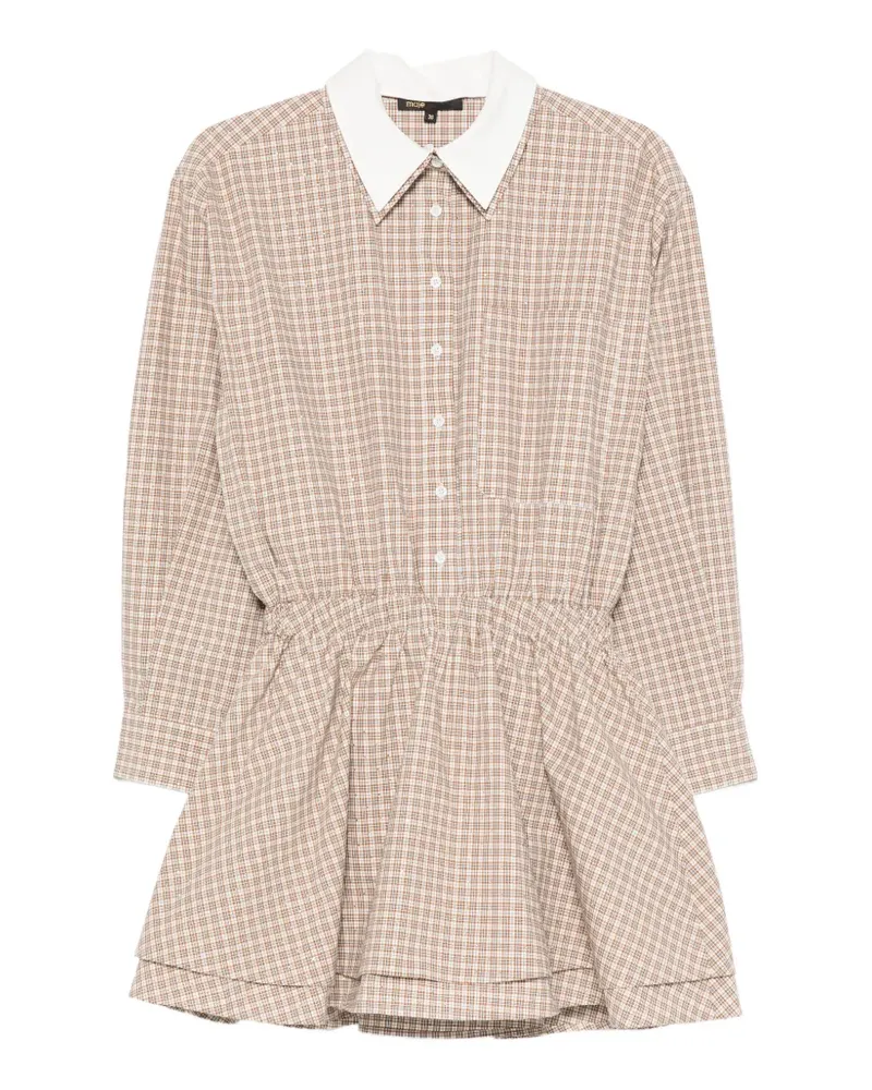 Maje checked cotton mini dress - Nude Nude