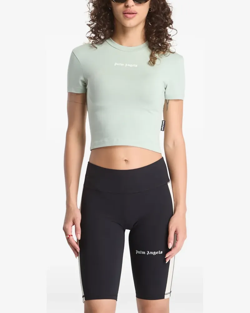 Palm Angels Cropped-T-Shirt mit Logo-Print - Grün Grün