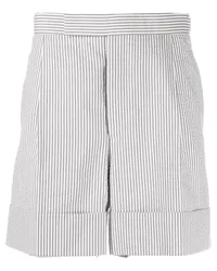 Thom Browne Gestreifte Seersucker-Shorts Grau