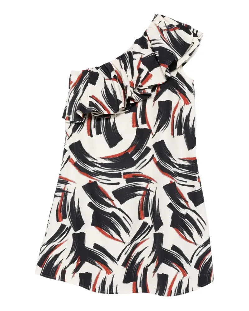 Essentiel Gerüschtes Minikleid mit asymmetrischem Kragen - Nude Nude