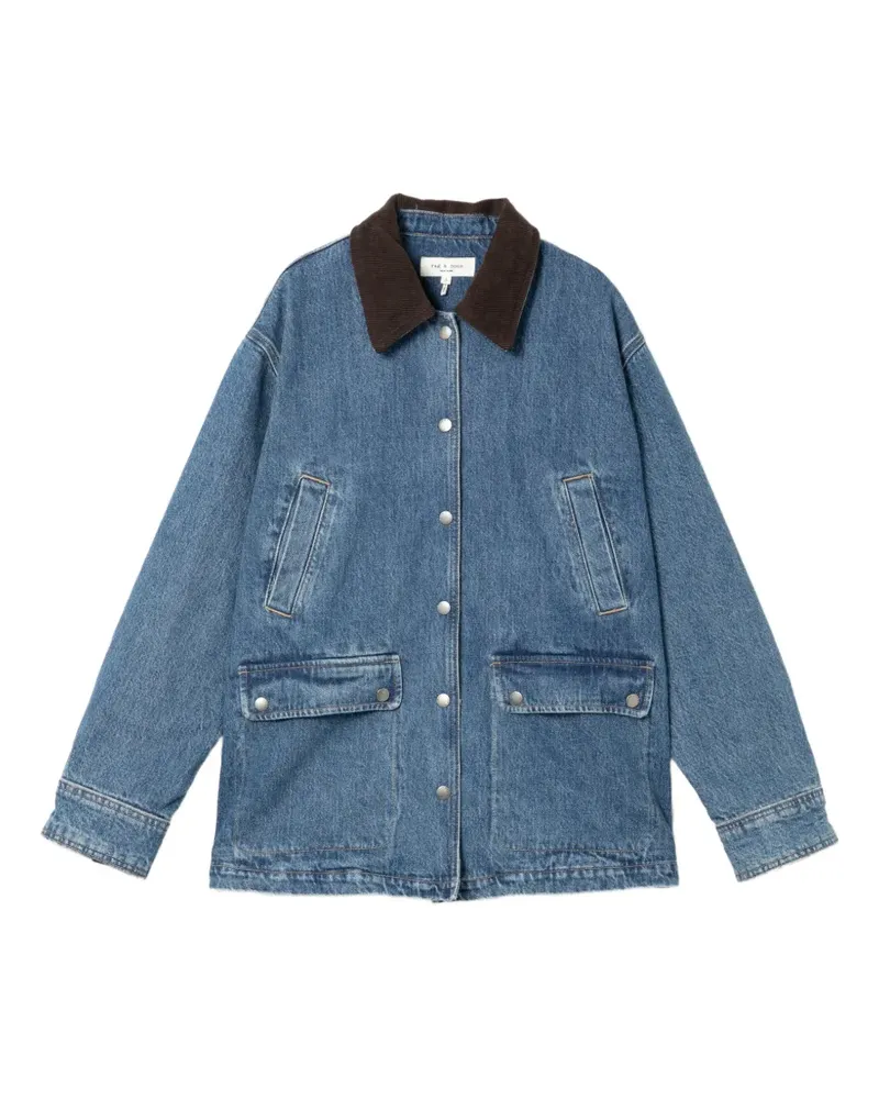 Rag & Bone Jeansjacke mit Cordkragen - Blau Blau