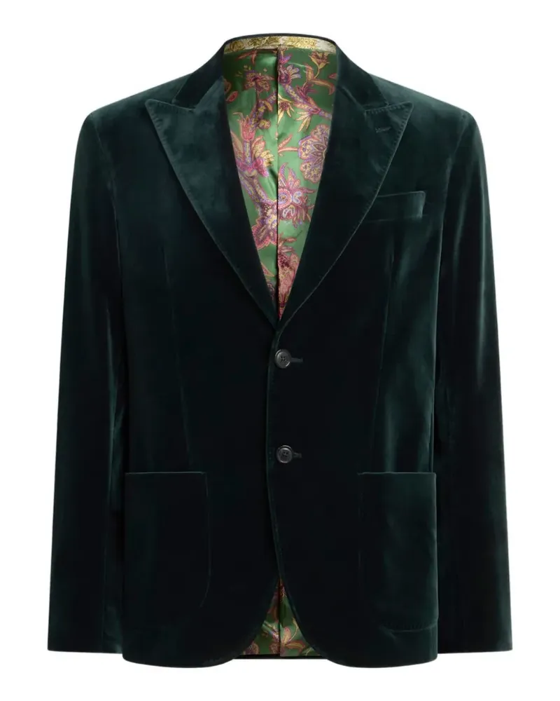 Etro single-breasted jacket in stretch cotton velvet - Grün Grün