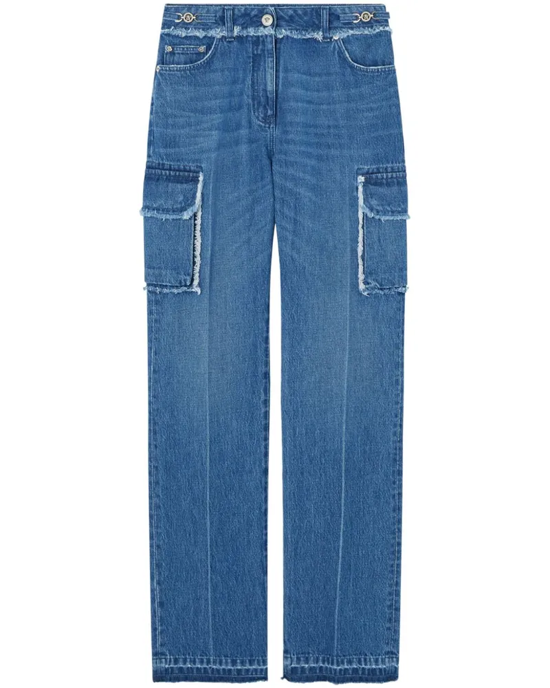 Versace Ausgefranste Cargo-Jeans - Blau Blau