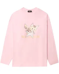 WE 11 DONE Sweatshirt mit grafischem Print Rosa