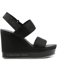 Calvin Klein Wedge-Sandalen mit Logo-Jacquard 110mm Schwarz